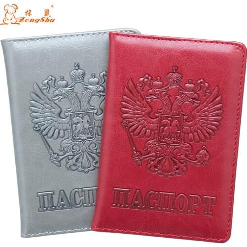 Oil Russian RED International standard size women passport protective cover waterproof solid men pu leather passport holder