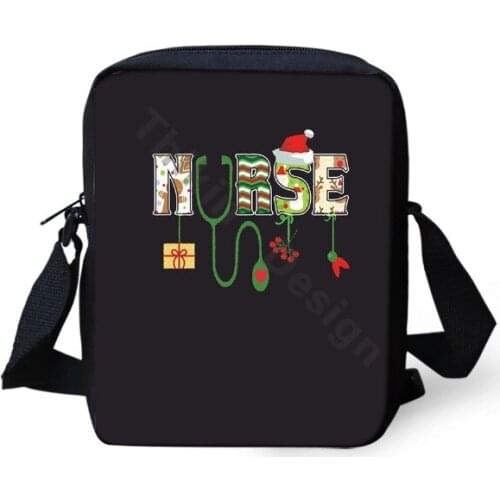 Mini Cute Christmas Nurse Crew Pattern Women Men Messenger Bags Casual Santas Favorite Shoulder Bags For Children Book Bags