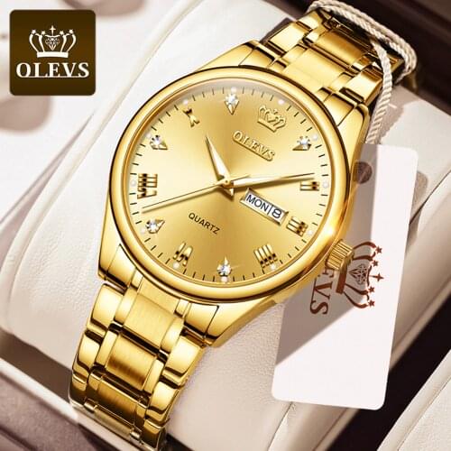 2020 OLEVS Quartz Watches Mens Top Brand Luxury Gold Stainless Steel Date Watch For Men Fashion Wrist Watches Relogio Masculino