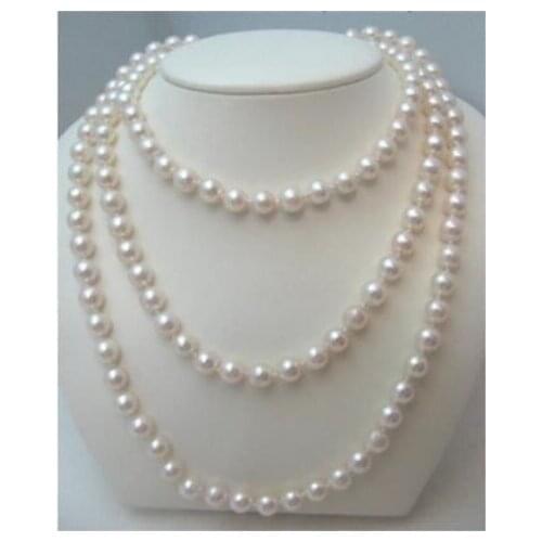 Single strandAAA 9-10mm round south sea white pearl necklace 50inch 14k