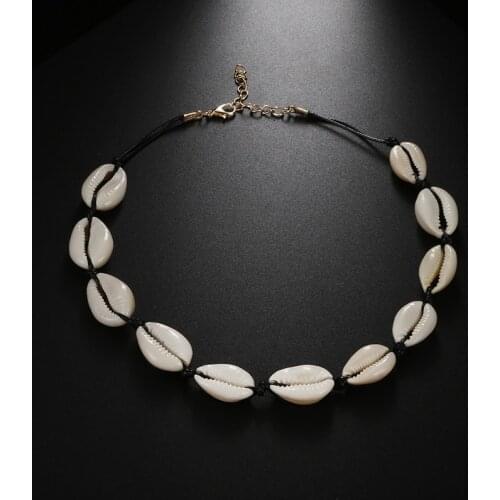 Bohemian Gold Seashell White Rope Necklace Natural Shell Choker Women Best Friend Collares Necklaces Gift Jewelry schelpen ket