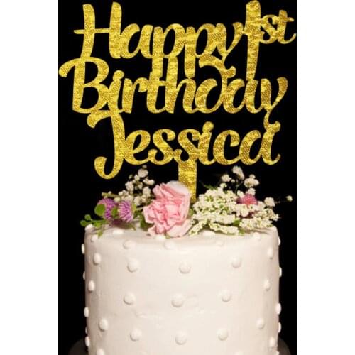 Personalized Cake Topper, Happy Birthday Glitter Cake Topper, Name Cake Topper, 1st Birthday Cake Topper