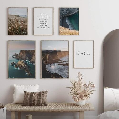 Sand beach Wave Landscape Calm Life Quote Nordic Poster Wall Art Print Canvas Painting Decoration Pictures For Living Room Decor