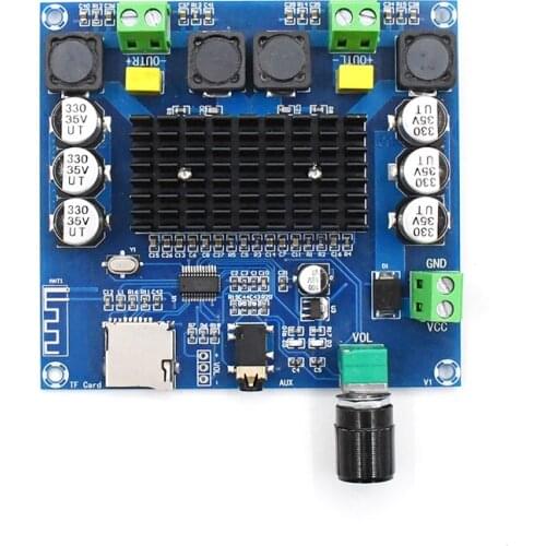 XH-A105 Bluetooth 5.0 TDA7498 digital amplifier board 2x100W Stereo Audio AMP Module Support TF Card AUX