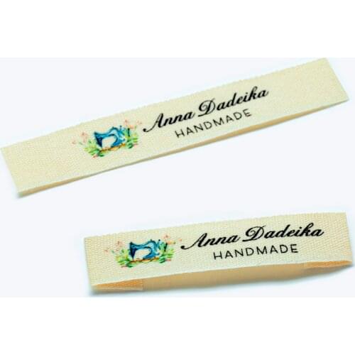 Custom Clothing Labels - Personalized Brand , Organic Cotton Ribbon Labels , Logo or Text, Sewing Labels (FR015)