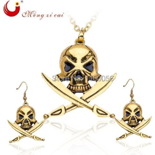 Products in Yiwu African jewelry pendant necklace Hollywood skull trendy alloy for Female T1579 free shipping