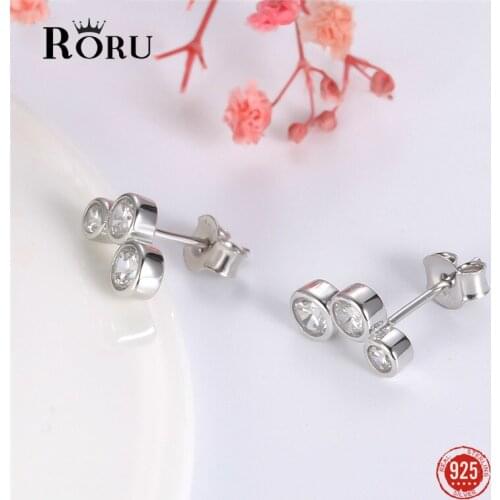 Real Sterling Silver 925 Stackable Round Circle Small Stud Earrings Stud for Women Wedding Jewelry Gift