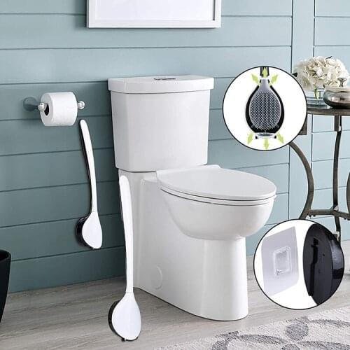 Silicone Toilet Brush with Holder Wall-Mounted Long Handle Bathroom Brush Cleaner for Automatic Toilet Bowl Cleaning Tools