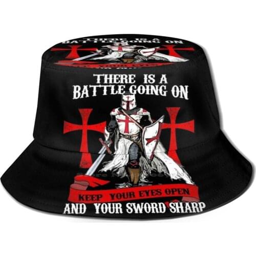 Templar Shield Cross Medieval Sword Knights Templar Armor Helmet Emblem Flat Top Breathable Bucket Hats Knights Templar Templar