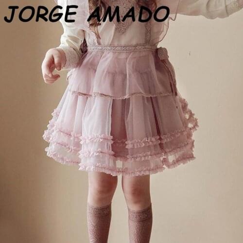 Korean Style Girls Skirt 2020 Autumn New Girls Multilayer lace tulle Skirt Girls Clothes 2-10 Years E20662