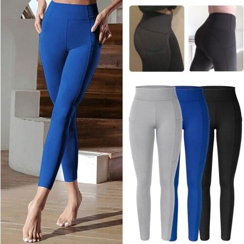 Leggings With Pocket Mid Waist Fitness Legging Women Seamless Perfect Fit Leggins Workout Butt Lifting Push Up Pencil Pants