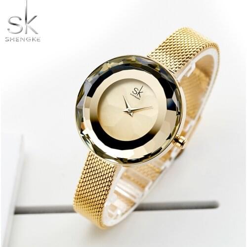 Lxury Women Gold Watches Waterproof Stainless Steel Mesh Womens Watch Unique Simple Business Casual Quartz Wristwatch for Lady