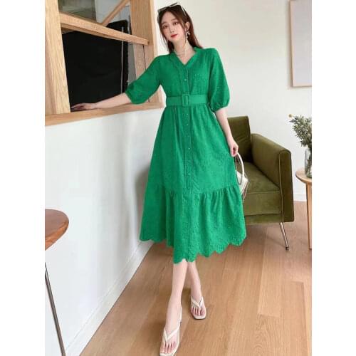 IVY HE High Quality Summer Dress Woman Clothing Simple Lace Up Hepburn Asymmetry Midi Long Dress Traf Robe ZA Party Dresses