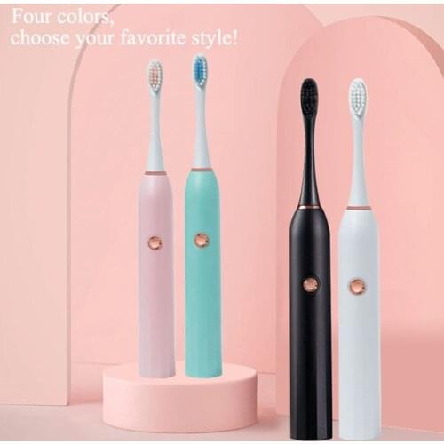 Electric Toothbrush Adult Non-rechargeable Soft Hair Automatic Waterproof Oral Hygiene Tooth Brushes with Replacement Heads Set