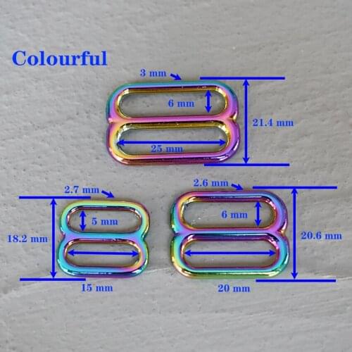 1 Pcs 15/20/25mm Colourful Metal Adjust Buckle Tri Glide Slide Buckle Middle Center Bar Adjuster for Leather Craft Bag Strap