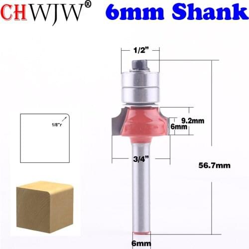 1pc 6mm Shank Round-Over Router Bits for wood Woodworking Tool 2 flute endmill with bearing milling cutter Corner Round Over Bit