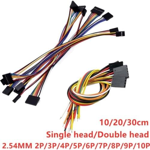 10PCS 2.54mm Dupont Line 2/3/4/5/6/7/8/9/10P Female Connector with Wire 10cm 20cm 30cm Single/double Head Jumper Cable For PCB
