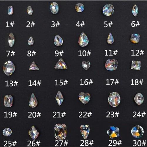 Free Shipping Quality Promise 100pcs/bag AB Pointed Back Rhinestone Nails Heart 3D Nail art 3D Charms Nails Bows Nail Art Stones