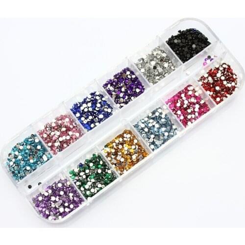 3D Acrylic New 12 Colors Crystal Nail Rhinestones Decorations Round Glitters Colorful Gems