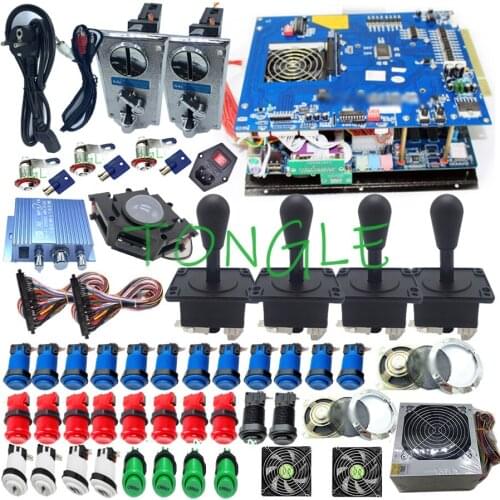 4 Players Arcade Game King 3016 in 1 Motherboard With Jamma Cable Happ Joystick Button Coin Selector Full Kit For DIY Cabinet