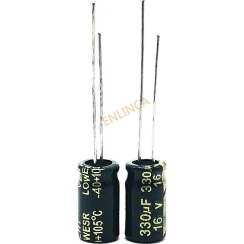50pcs 16V 330UF 6*12 high frequency low impedance aluminum electrolytic capacitor 330uf 16v 20
