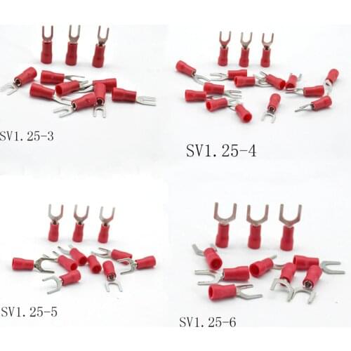 50pcs/2pcs SV1.25-3/4/5/6/8 Furcate Terminal Cable Wire Connector Insulated Wiring Terminals electrical Lug crimp terminal