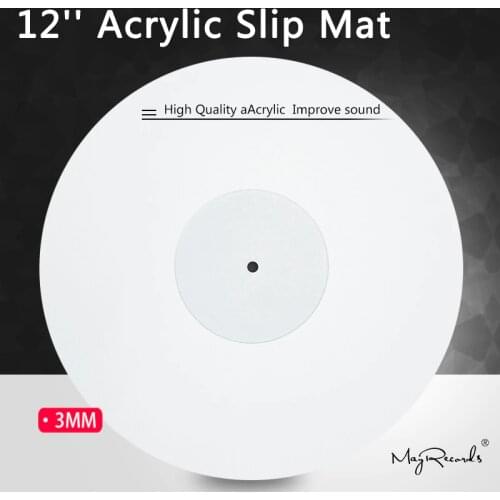 12'' Acrylic Slip Mat for Phonograph Turntable Vinyl 3MM Anti-static LP Mat Improve sound quality