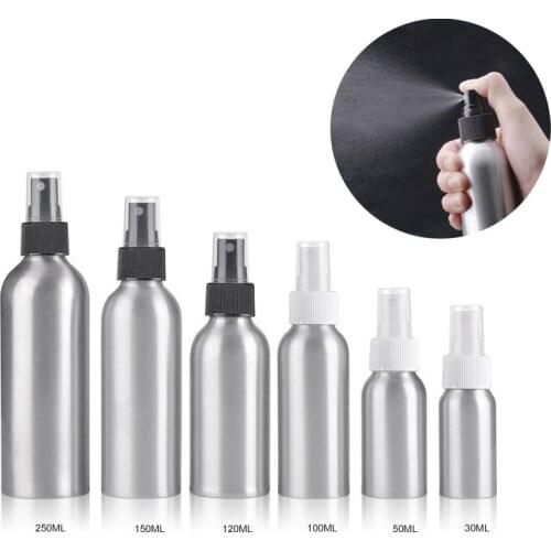 30ml/50ml/100ml/120ml/150ml/250ml Aluminum Spray Bottle Portable Mini Perfume Empty Refillable Bottles Cosmetic Sprayer Atomizer