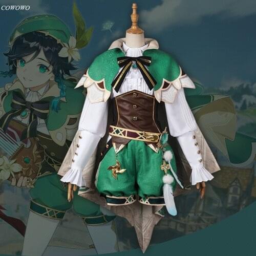 Anime! Genshin Impact Venti Mondstadt Wind God Game Suit Lovely Uniform Cosplay Costume Halloween Party Women Outfit XS-XXL NEW