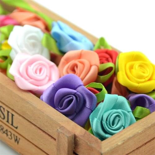 20PCS 3CM Satin Ribbon Artificial Silk Rose Flower Heads For Wedding Decoration Handmade DIY Gift Box Craft Scrapbooking