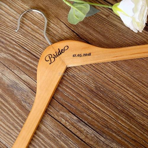 Free shipping Personalized bride bridesmaid groom wedding hanger with date, custom bridal dress hanger, custom name hanger