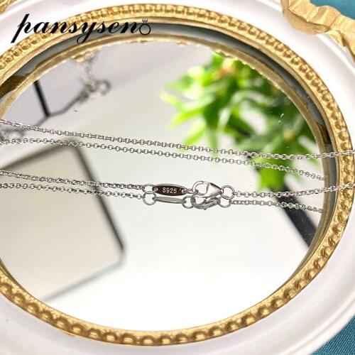 PANSYSEN 100% 925 Sterling Silver Chains for Jewelry Pendant DIY Accessories White Gold Color Chain Wholesale Drop Shipping Gift