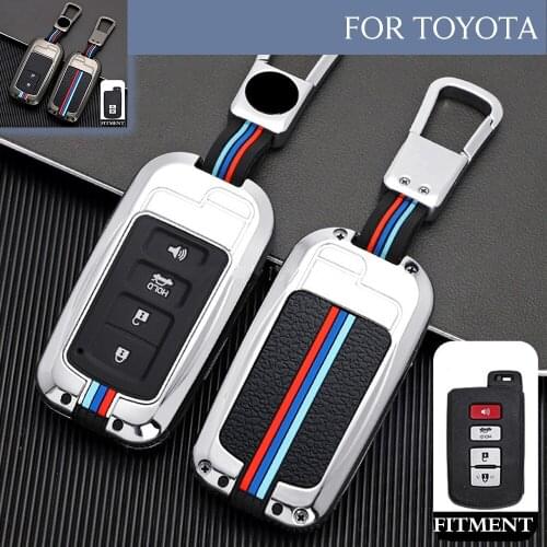 Zinc Alloy Remote Start Car Key Case Skin Shell Fob Protector Holder Auto Accessories For Toyota Camry Rav4 Corolla 2014-2017