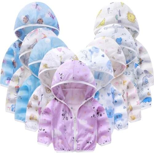 0-10Year Summer Childrens Sun Protection Clothing Outwear Boys and Girls Cartoons Long Sleeved Air Conditioning Cardigan Jacket