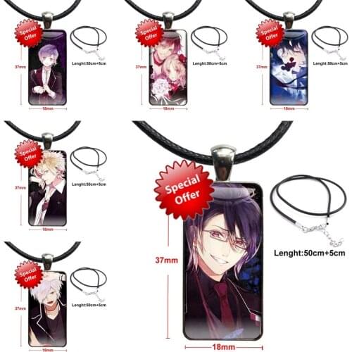 For Wedding Diabolik Lovers Japan Anime Recently Glass Cabochon Choker Pendant Rectangle Necklace Steel Color Jewelry