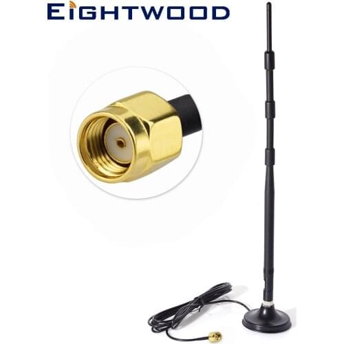 Eightwood 2.4GHz 9dBi Omni WiFi Antenna With RP-SMA Plug Compatible with F5D8235 Rincuv4 N300 N450 N600 Wireless LAN CARD AP