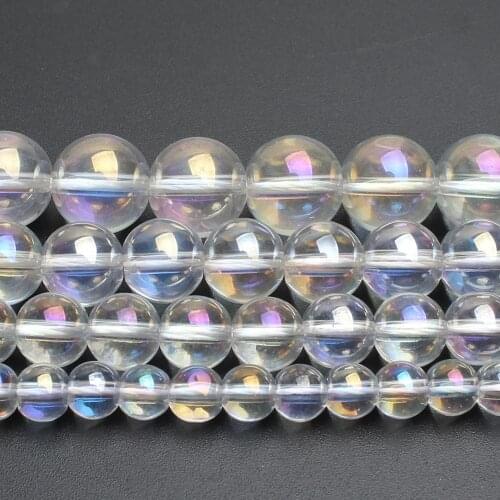 6/8/10/12mm Smooth Natural Clear Transparent Crystal Glass Stone Beads for Accessories Jewellery Making Bracelet 15