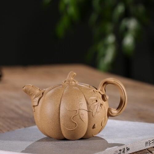 Famous hand-made purple clay pot, Yixing original mine section, clay pumpkin pot, kung fu tea set, customized logo