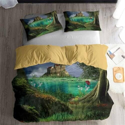 HELENGILI 3D Bedding Set Forest Dreamland Print Duvet Cover Set Bedclothes with Pillowcase Bed Set Home Textiles #MJSL-122