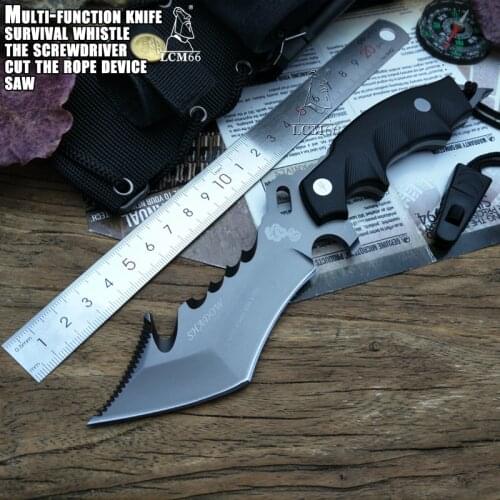 LCM66 multi-function Fixed Blade Knife Hunting tool Camping knife outdoor Survival tool Portable powerful Tactical knife sharp