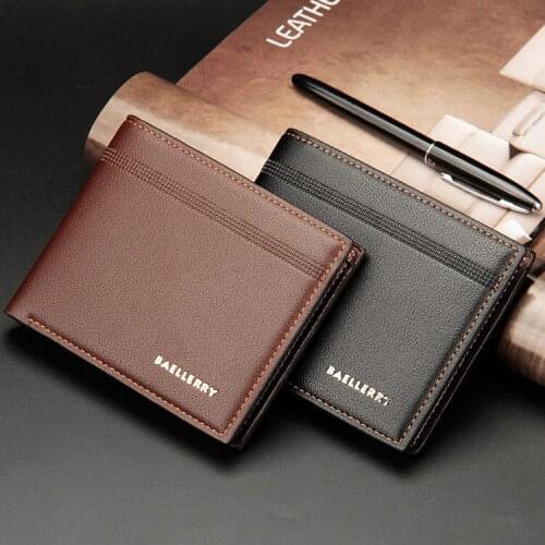 2020 New Mens Wallet PU Leather Short Slim Wallets PU Leather Card Holders Male Purse Fashion Business Luxury Brand Money Bags