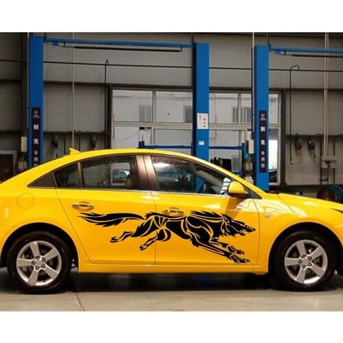 Car Decals Running wolf Animal 70'' for Cruze Spark Aveo Vinyl Decor Side Door Decals ZC953