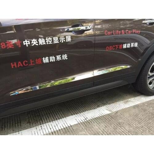 Stainless Steel 4PCS Side Door Body Molding Cover Trim For Hyundai Tucson 2015 2016