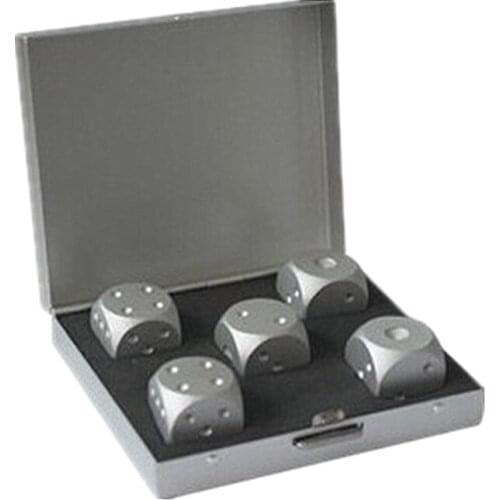 New Pure Gold Color Dices Aluminium Alloy Dies Heavy Solid Metal Playing Copper Tool Game Camping Poker Dice Set With Case