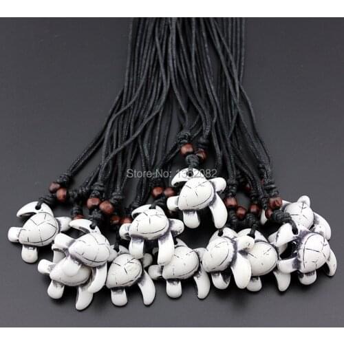 Wholesale 12pcs Hawaiian style white sea turtle pendant Surfer turtle Necklace for men womens Amulet Gift MN581