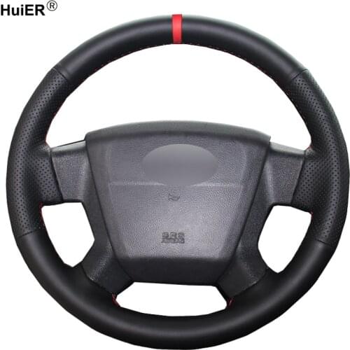 HuiER Hand Sewing Car Steering Wheel Cover Breathable Car Styling Red Marker For Jeep Compass 2006-2010 Old Patriot 2007-2010