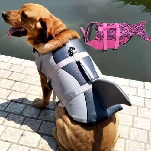 Dog Life Vest Portable Folding Pet Life Jacket Dog Safety Clothes Dogs Swimwear Pets Swimming Mermaid Shark
