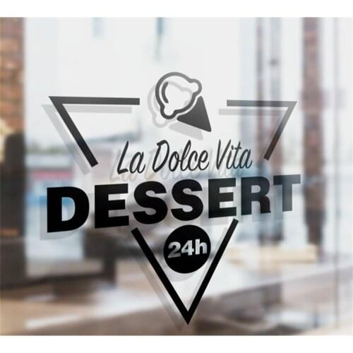 Fashion Modern English Letter Wall Sticker Glass Window Sticker Hotel Coffee Shop Dessert Food Window Decoration Sign Sticker