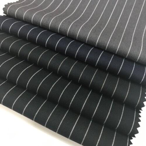 Stretch Tr Striped Woolen Fabric Shuttle Fabric Uniform Fabric Vertical Stripe Spring and Autumn Fashion Suit Fabric