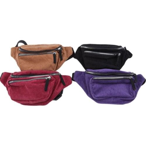 Vintage Corduroy Waist Pack Women Chest Pouch Belt Bags Female Fashion Messenger Shoulder Waist Pack Heuptasje